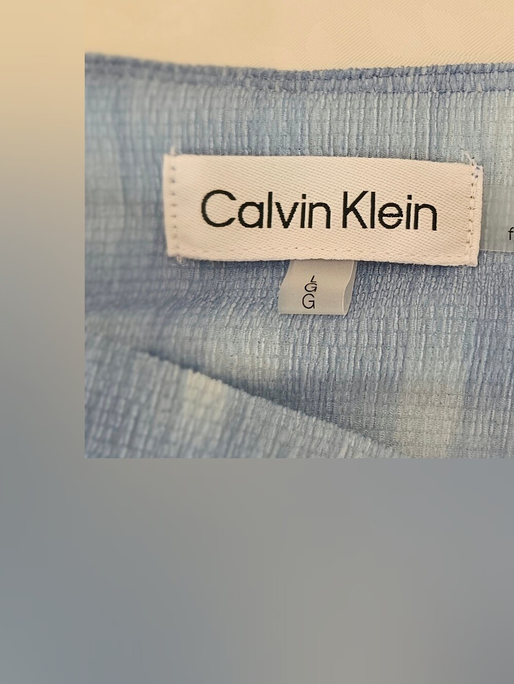 NWT Calvin Klein Rebecca Textured Knit Drape Neck Top Size L Tie Dye Blue White - Picture 8 of 14